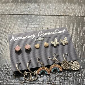 NWOT Accessory Connection 6 Silver Tone Pierced Earring Set!